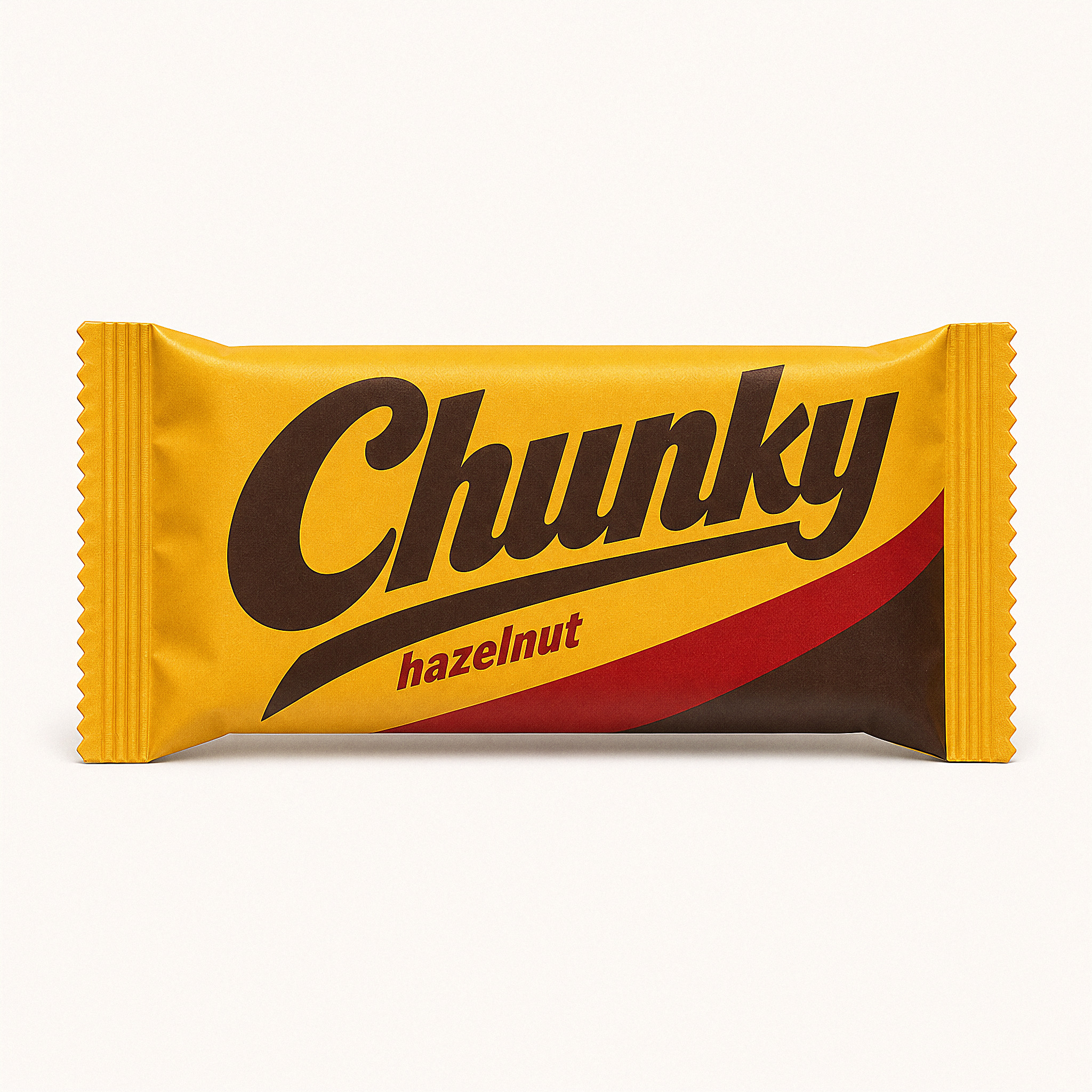 Front view of the Chunky hazelnut protein bar on white