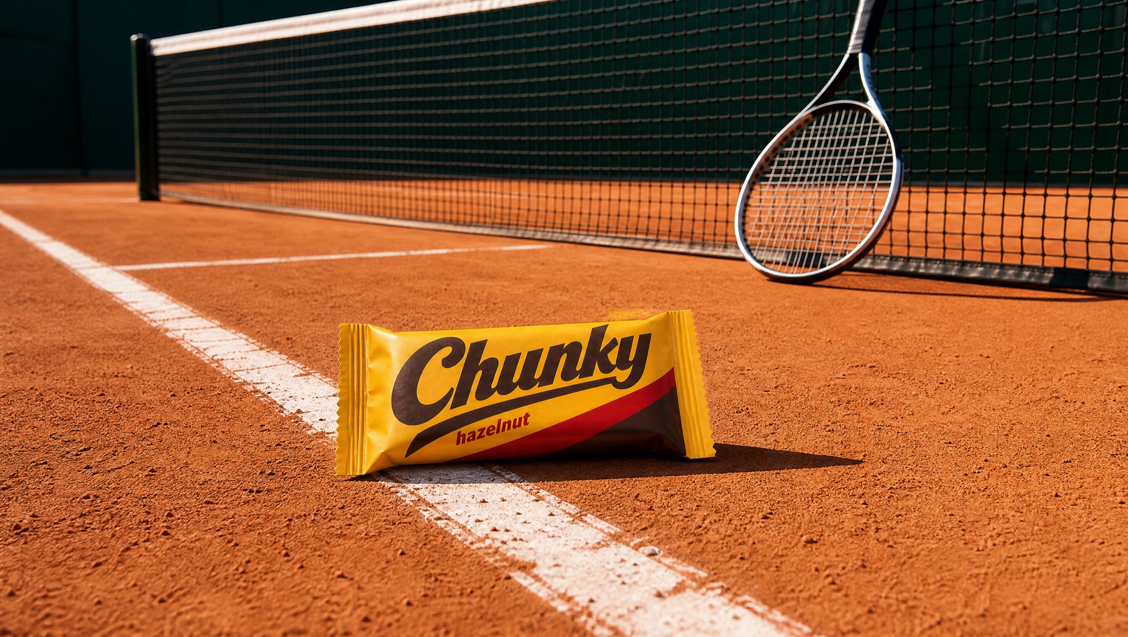 Chunky's tennis world on a sunlit clay court