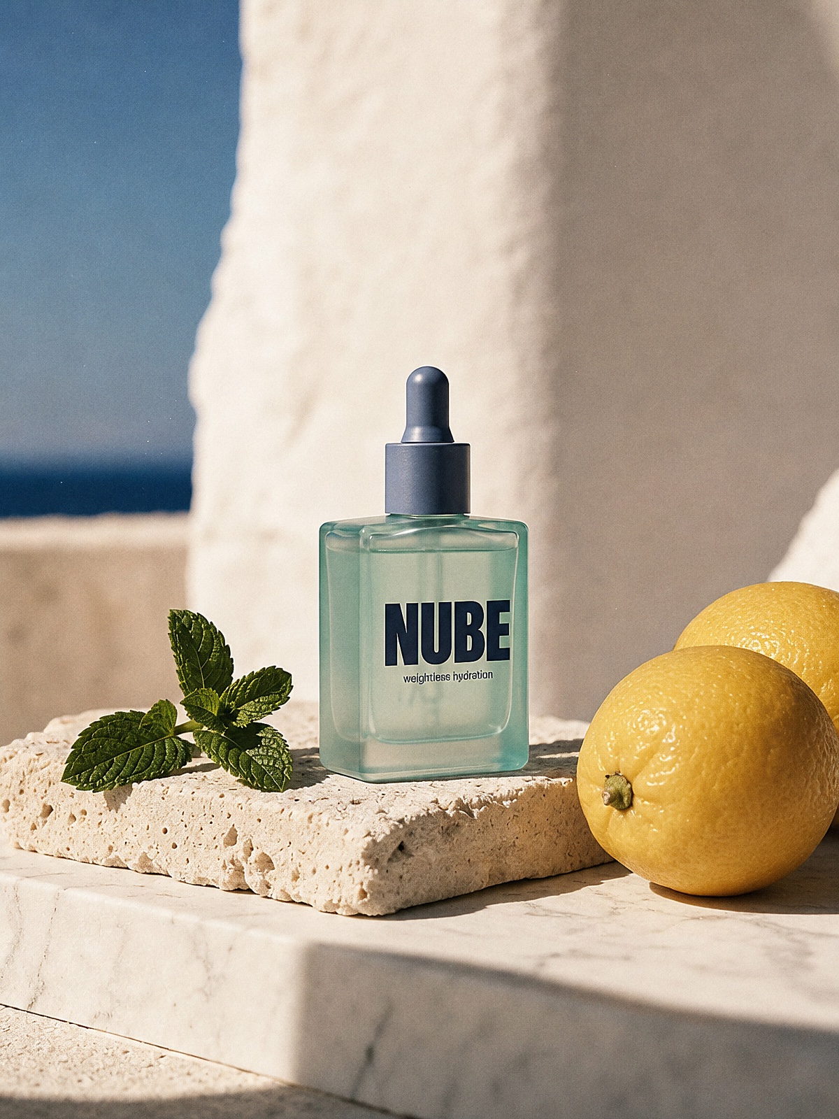N&uacute;be on a travertine plinth with lemons